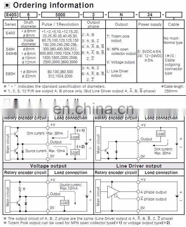 E40S6-1024-3-N-24 NPN open collector output rotary encoder