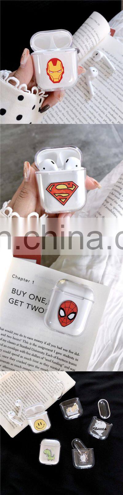 Cute Cartoon Clear PC Case For Airpods 1 2 Wireless Headphone Shockproof Box For Apple Air Pods