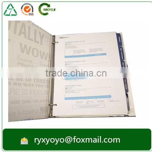 customized paper cardboard 3 ring binder portfolio with matt finishing