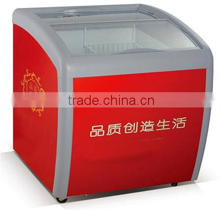 200L flat glass door display freezer with ETL