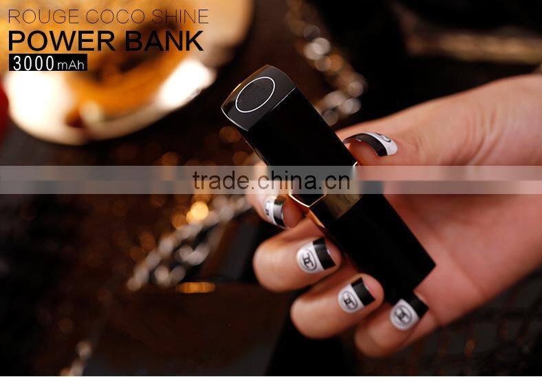 Best selling products lipstick power bank 3000mah charger universal portable phone charger