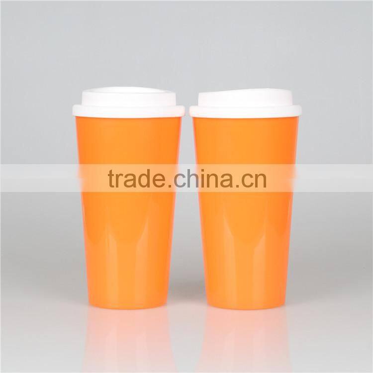 Double Wall PP Plastic Coffee Cup with Lid and Sleeve