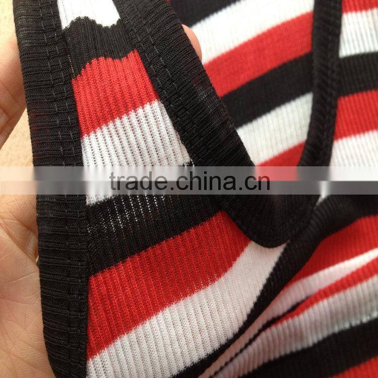 0.7USD Stock Cheappest Rib Cotton Colorful Strip Men Running Singlet/ Men Tops ( kcbx004 )