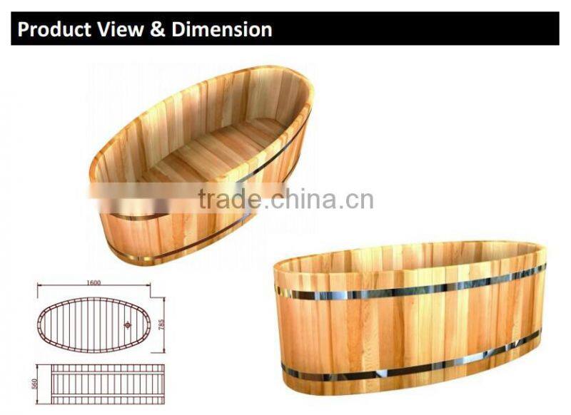 freestanding mobile cedar wood bathtub