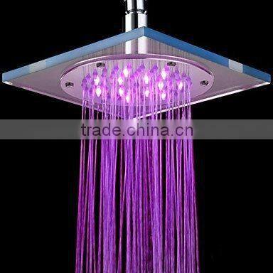 Glass Rainfall LED Square Shower Head With Shower Head