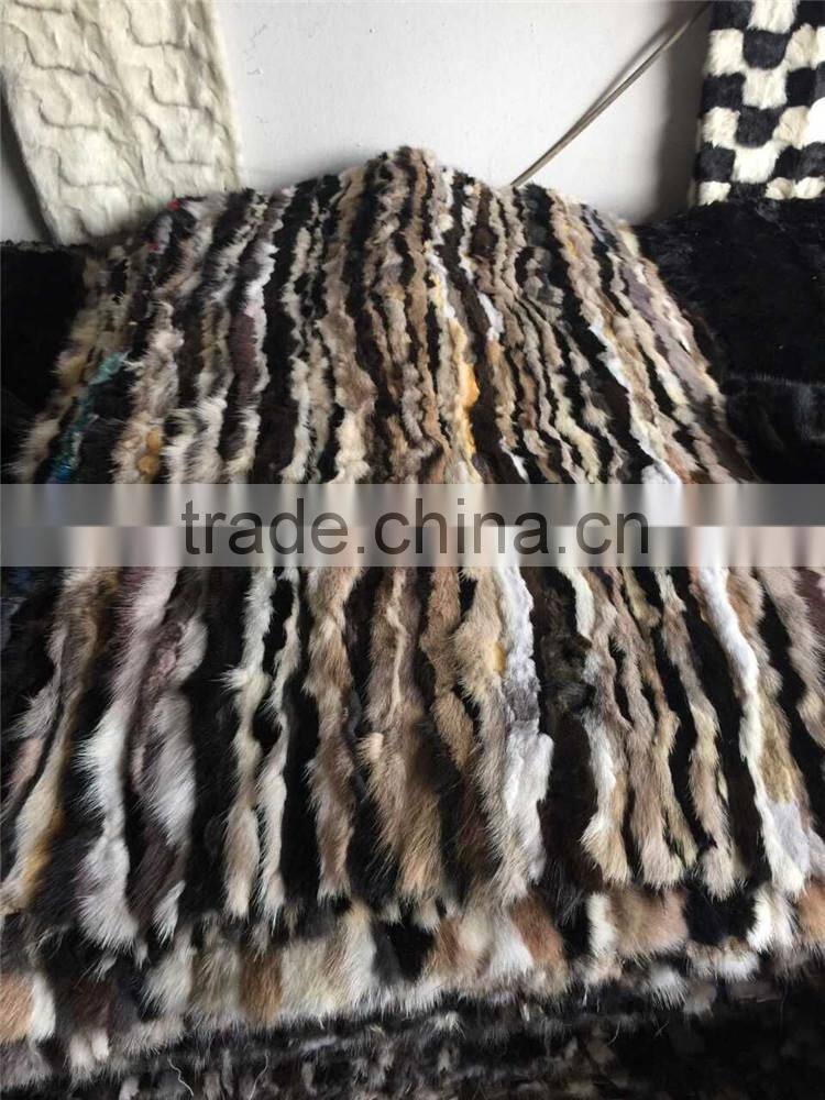 Multicolor Genuine Mink Fur Skin Plate Real Fur Blanket