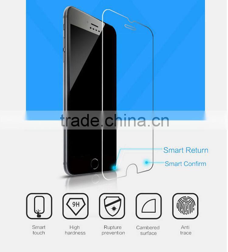 2015 creative design magic touch tempered glass screen protector for iphone 6 with smart touch back and confirm buttons