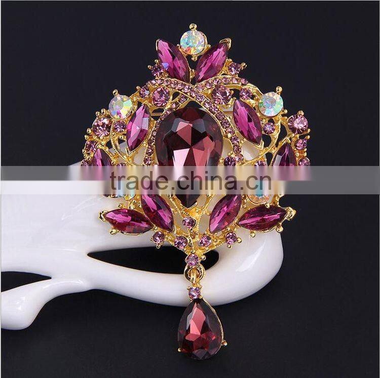 Elegant Handmade Crystal Silver Plated Artificial Brooch Flower Diy Brooch Bouquet