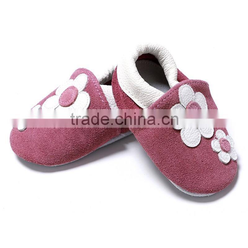 Crochet kids soft shoes toddler infant leather baby shoes antiskid moccasin folwer
