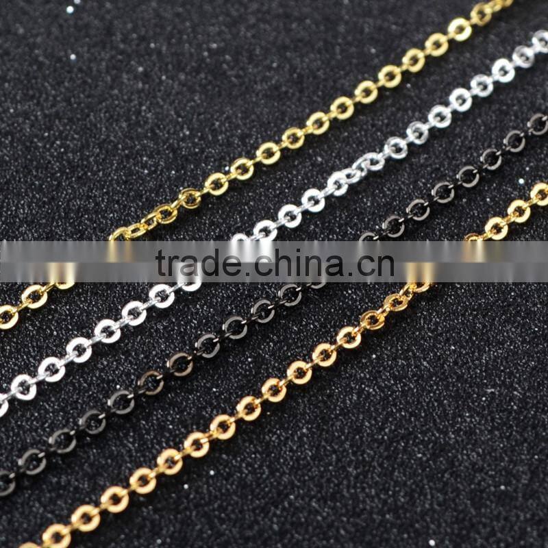 30 inch Full Roll Brass Flat Cable Chain Oval Link Bulk with Connectors, Fashion Jewelry Cable Chain