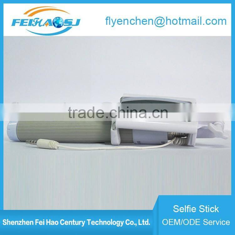 2016 Fashion fodable pocket cable monopod wired selfie stick with mirror