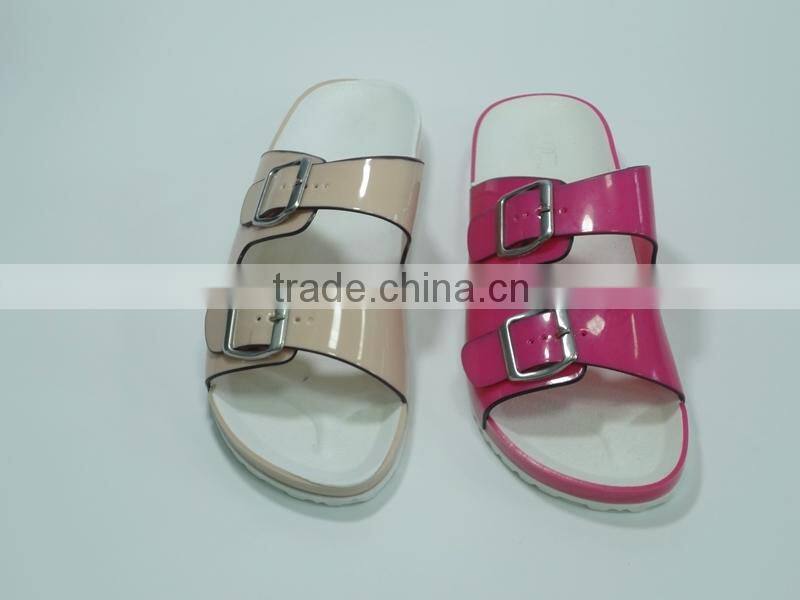 Fashion lady fancy flat heel colorful PCU slippers