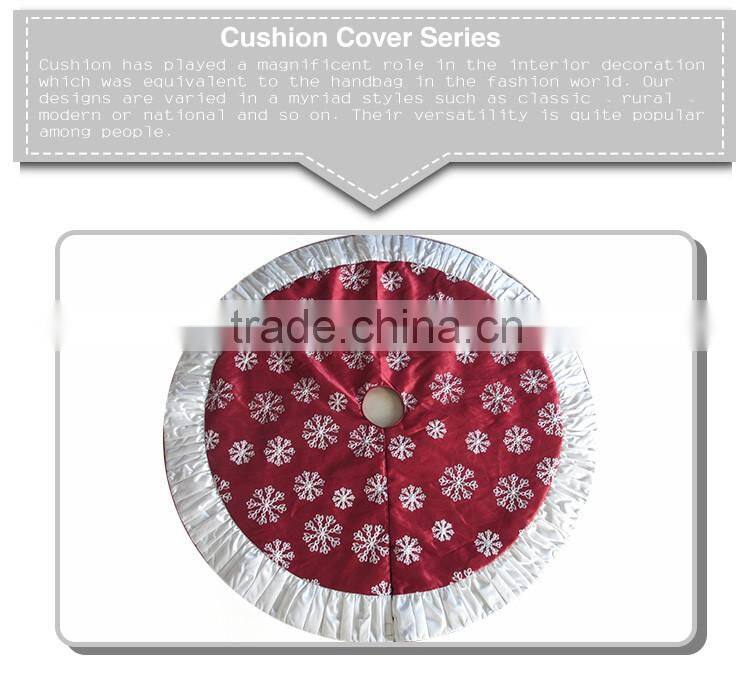wholesale burg faux silk embroidery for white snowflake tree skirts