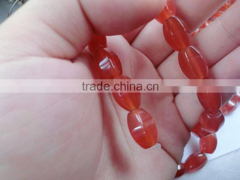 Natural Red Carnelian Beads Gemstones Red Agate Faceted Rice Beads 8*12mm