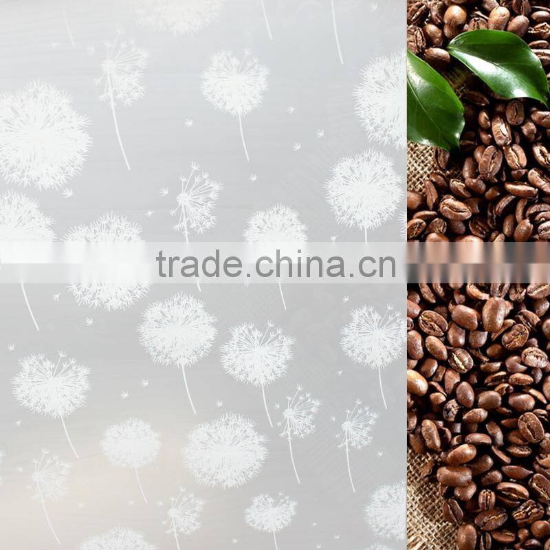 2015 white leaves matte glass film Household Usage DIY adhesive window film for home decoration