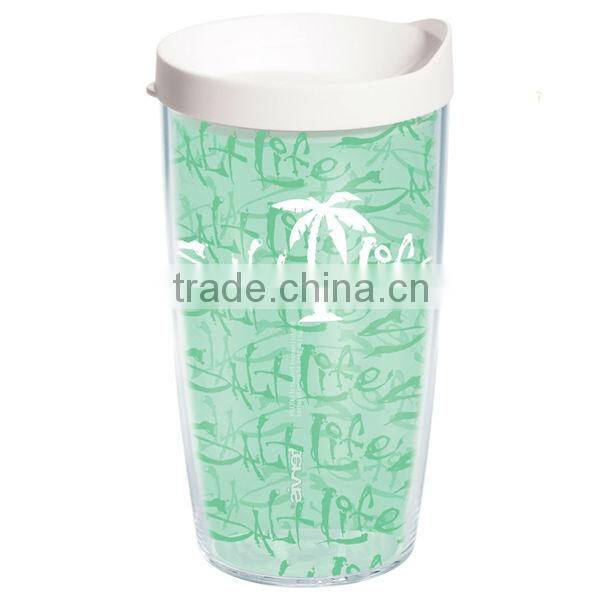 450ml/16oz BPA free plastic double wall tumbler with PVC sheet insert