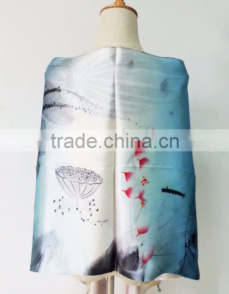 silk scarf with digital printing on double layer