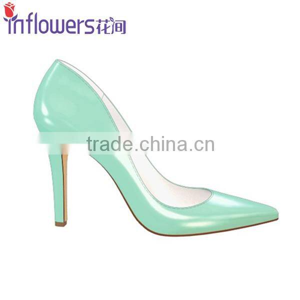 Light blue patent leather ladies high heel dress shoes