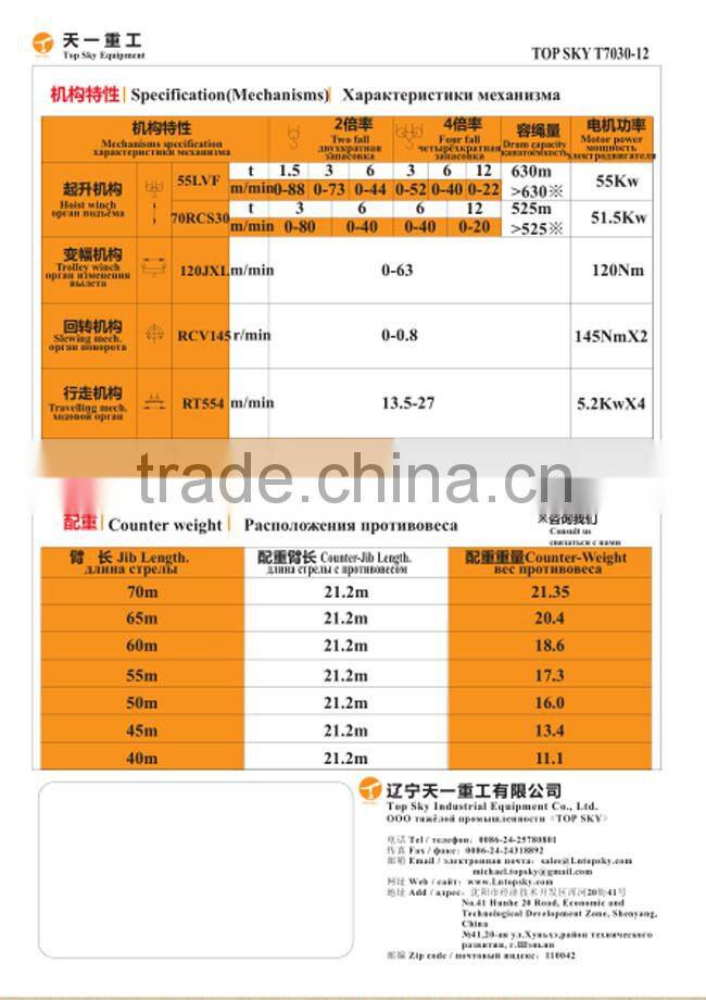 Chinese best tower crane supplier