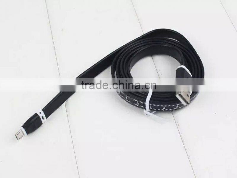 2015 Hot Selling Noodle Shape Micro USB Cable with Ruler Scale for Android Smart Phone