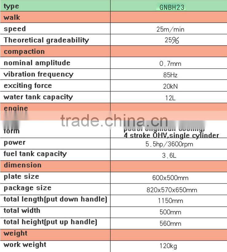 chinese 0.15 ton GNBH23 Unidirectional plate compactor for sale