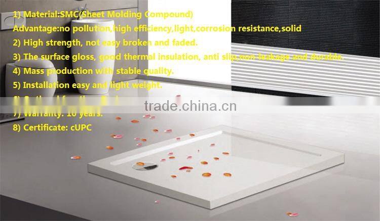 SUNZOOM 2 side aclove tile flange shower tray,semi-circle shower tray,shower base