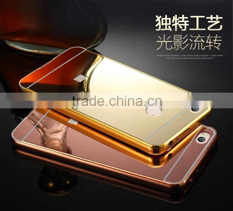 Aluminum Metal Bumper And Mirror PC Back Phone Case Cover For Xiaomi MI 5 For Mi 4S