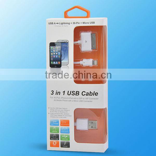 3 In 1 Multi Usb Data Cable For Iphone For Samsung