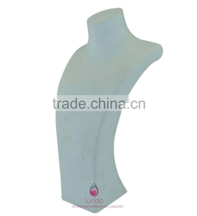 Handmade white jewelry necklace display bust