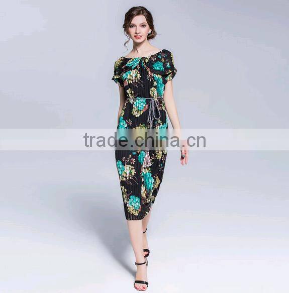 Silk New 2016 Autumn summer Women Dress short Sleeve Casual Dresses