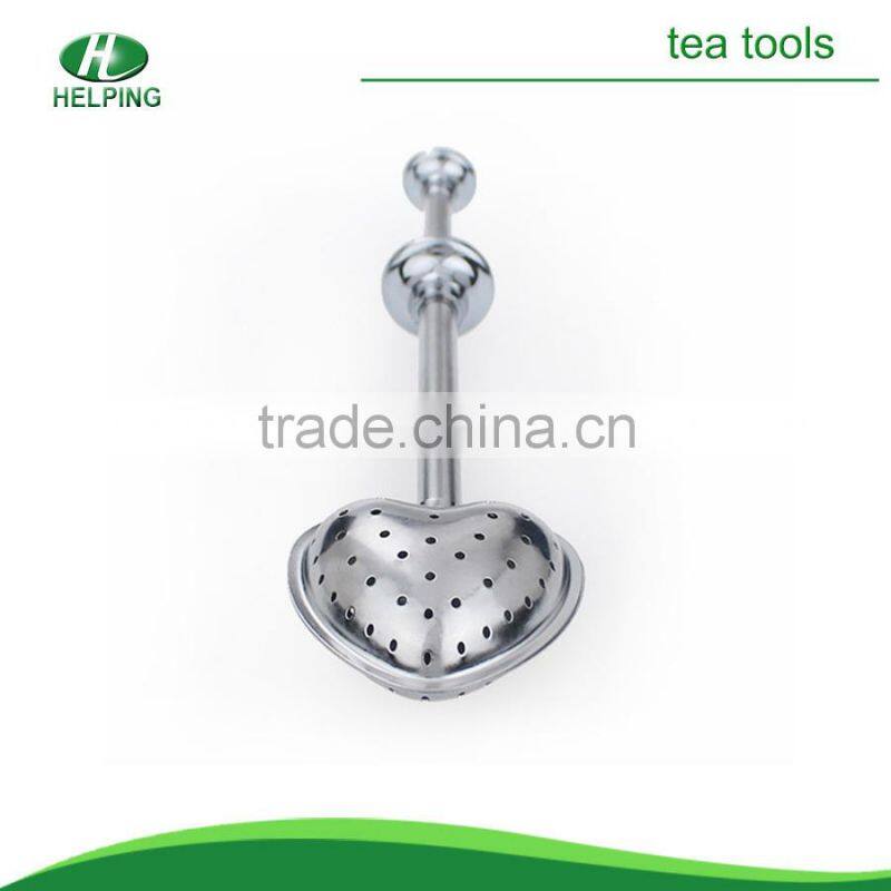 Heart-shaped telescopic handle stainless steel tea strainer