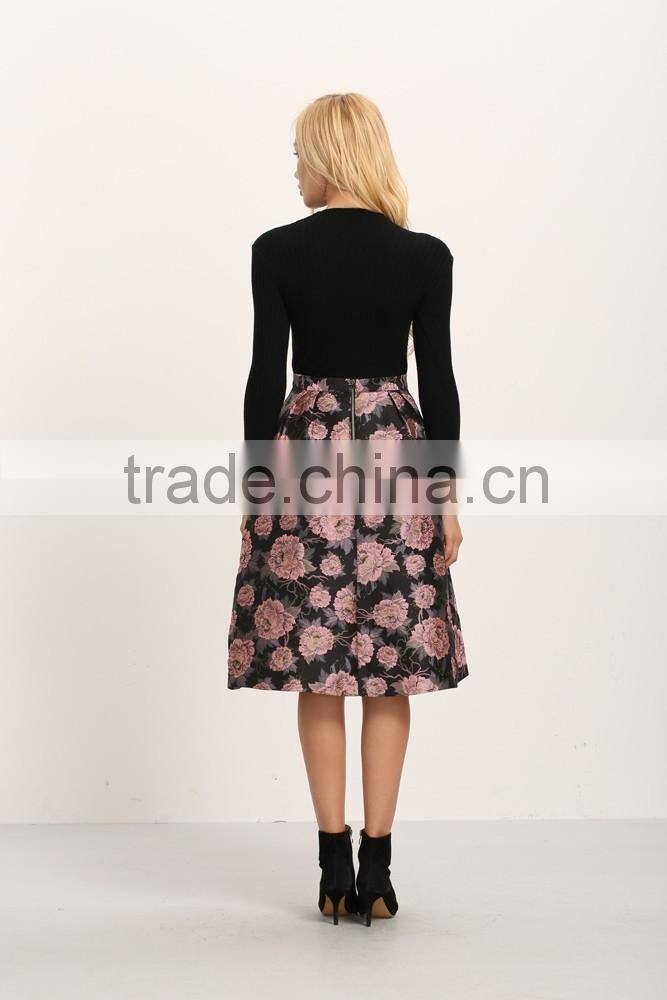 clothing factories in china autumn winter fashion floral embroidered A-line latest long skirt design for ladies 2016