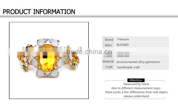 2016 New design yellow rhinestone bees shape chain bracelet for elegant women wholesale