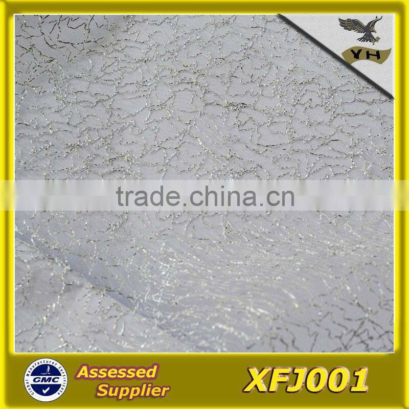 polyester irregular mesh fabric with gold design or silver design