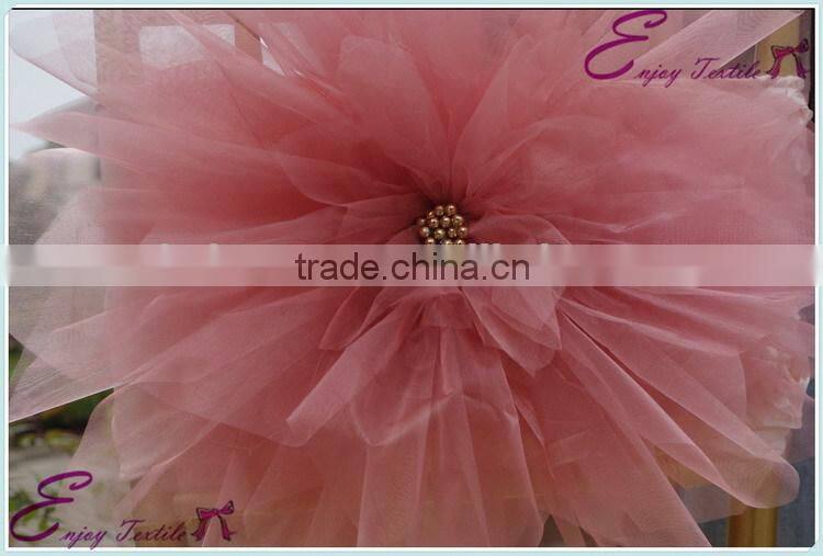 YHC#163 elegant fancy satin chiffon chair back cover