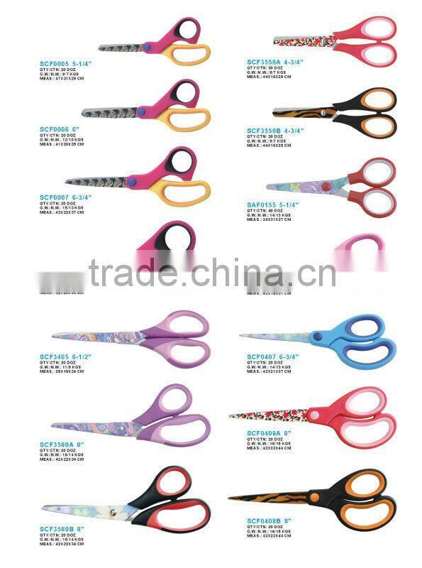 Mixed size Satin polished blade soft grip stainless scissors