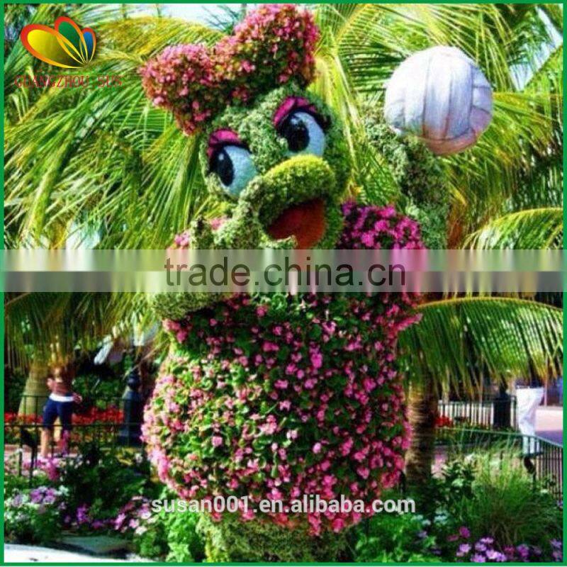 Garden decoration artificial cartoon topiary animals grass animal plastic artificial plants topiary animal