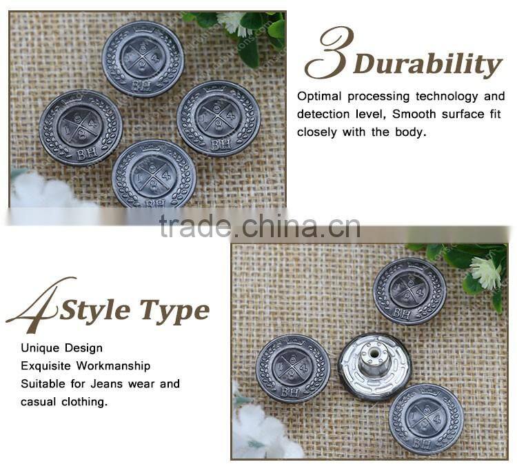 China wholesale market SGS gun metal high quality Fashion denim jean buttons furniture