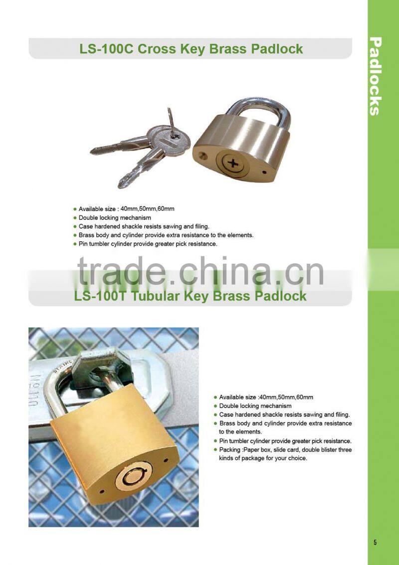 60mm Double Locking Mechanism tunular key brass padlock