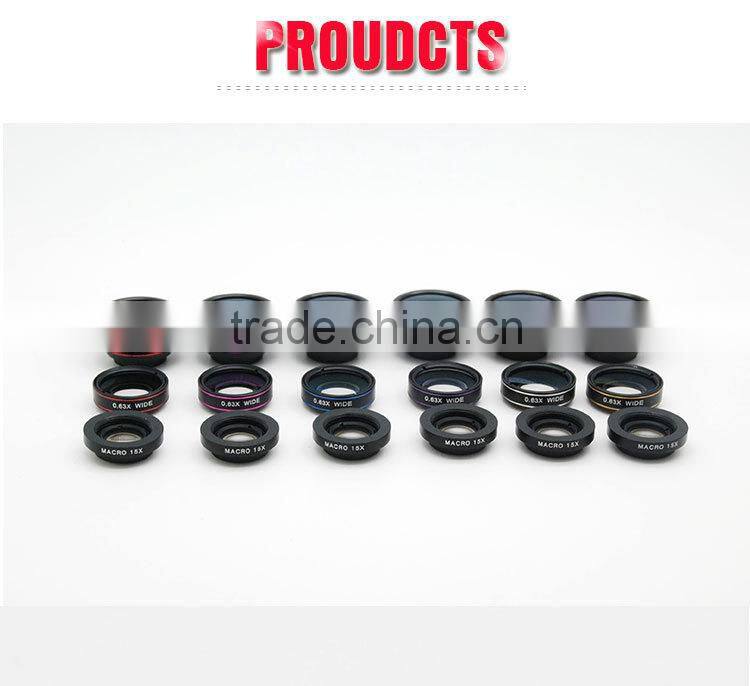 blade clip 198 degree fisheye lens 0.63x wide-angle 15x macro shot camera lens for iPhone 6s 5s 6 plus samsung s6 huawei p8 htc