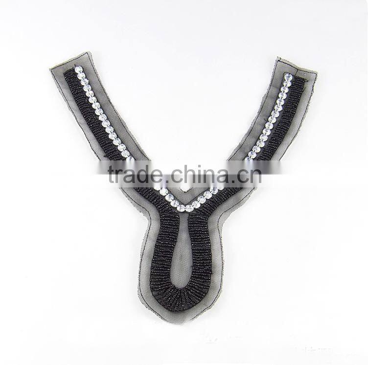 Rose Yiwu Factory Mixed Acrylic Rhinestone Crystal Mesh Collar Applique, Multi colors Rhinestone Handmade Neckline Applique