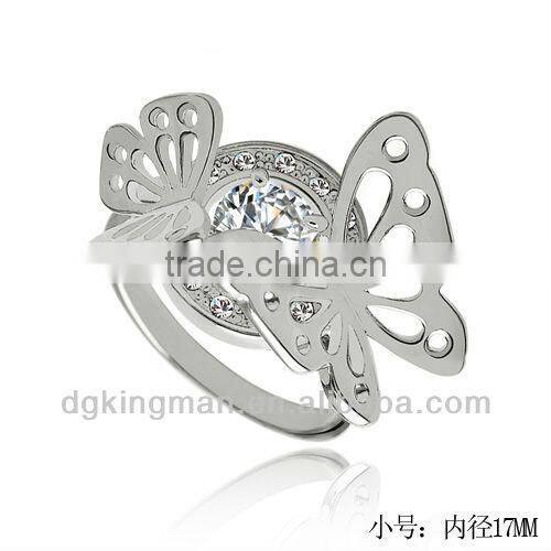 Real Gold Plating Animal Rings Butterfly Rings With Shining Diamond(KMKR-33)