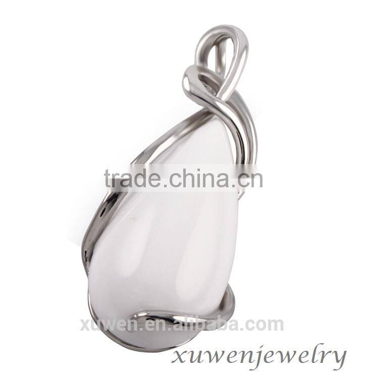 high end women white agate 316l stainless steel real stone jewelry