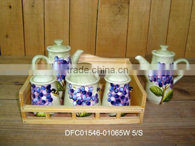 Ceramic porcelain kitchen condiment set