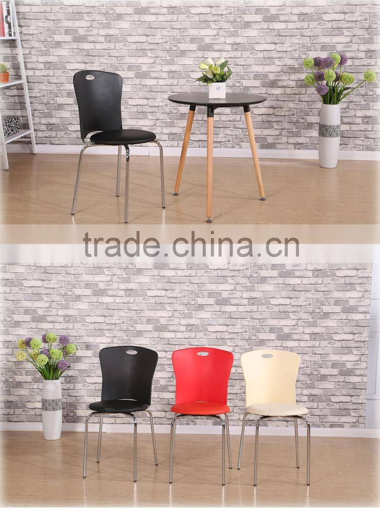 Super cheap wholesale black restraunt stacking dining tube plastic chair with cushion PM124