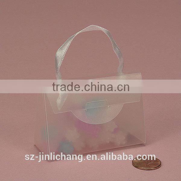 ribbon handle plastic mini purses style box