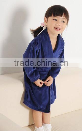 Navy Velvet Children Bathrobe Kids summer robe Lovely Pajamas