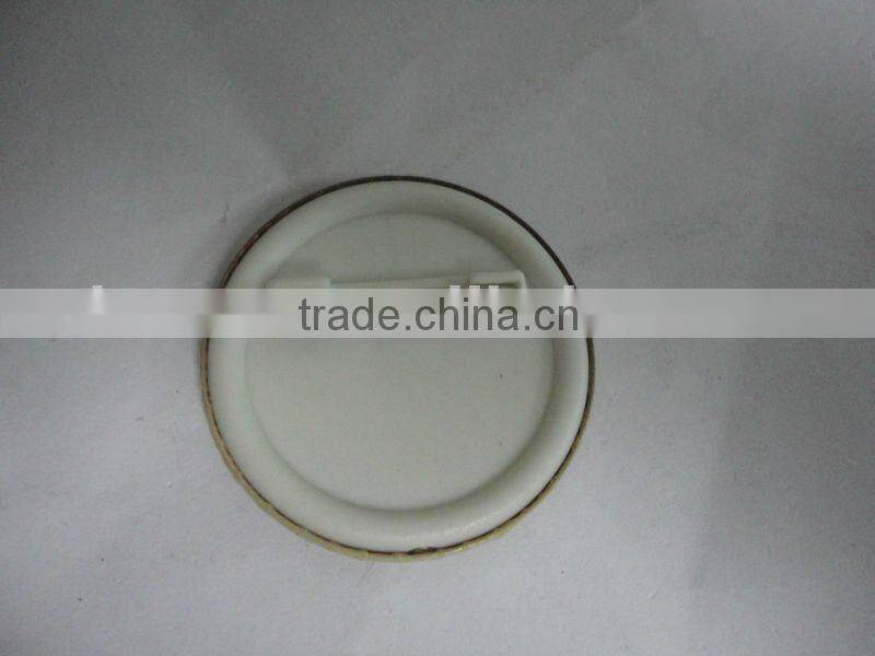 beatiful pink round tin badge