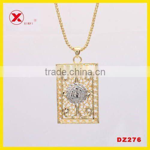 18kgp rhinestone gold heart necklace allah pendant Islamic jewelry