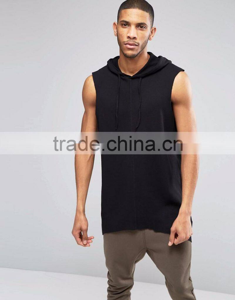 Daijun OEM 100% cotton latest design plain men black hoodis singlet